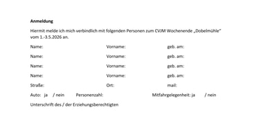 Anmeldung CVJM Wochenende 2026