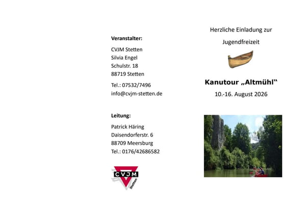 Jugendfreizeit 2026 Kanutour